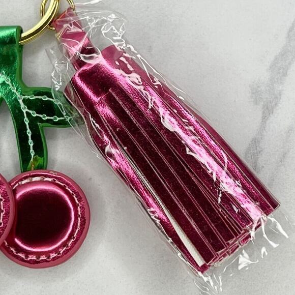 Slant Collections Metallic Cherry Tassel Keychain Keyring - Picture 6 of 12